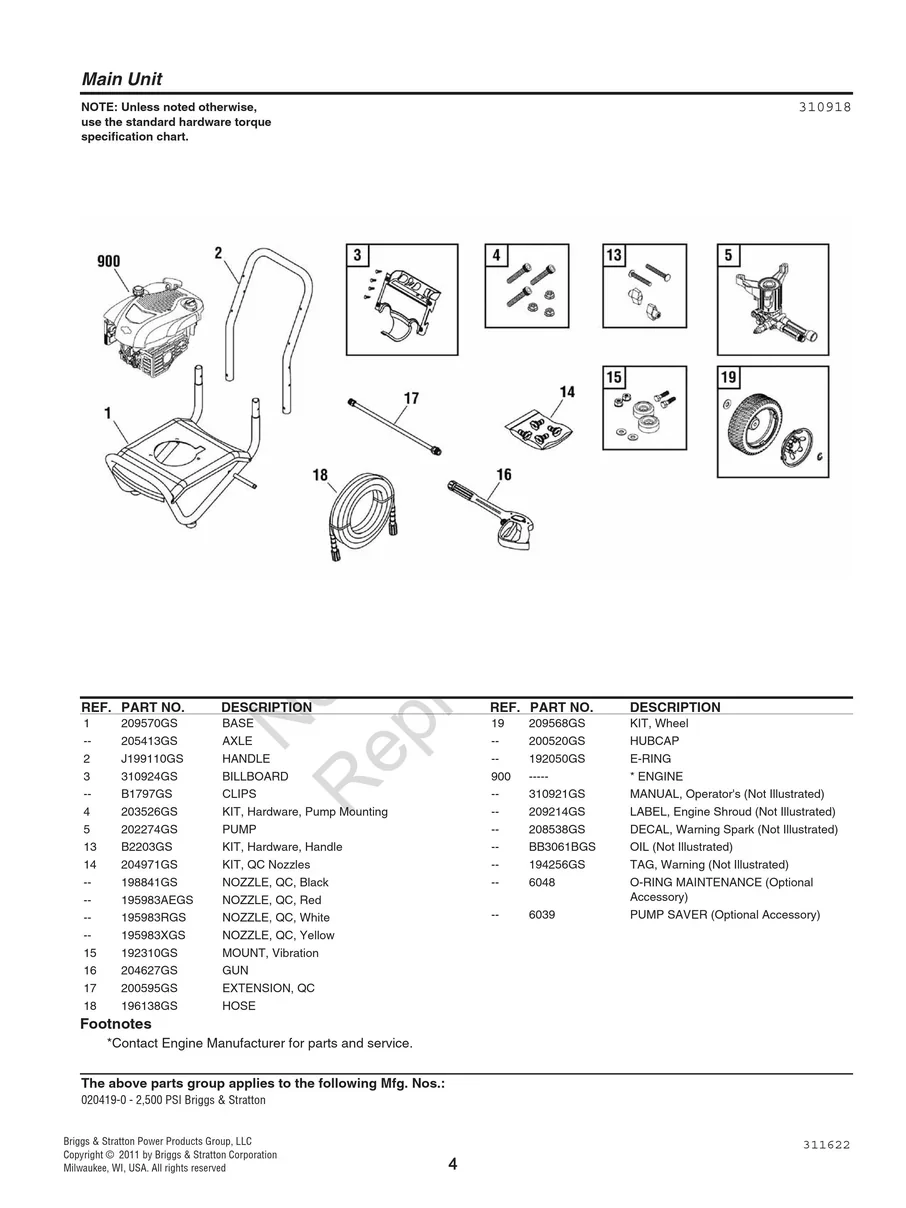 BRIGGS AND STRATTON, 020419-0, 2011, IPL.4
